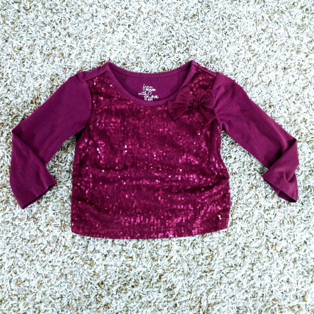 RUUM sparkly maroon 18mth girls knit top